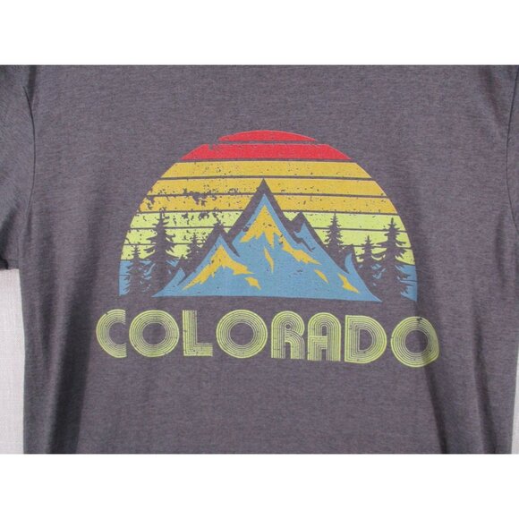 Vintage Inspired Colorado Mountain Graphic T Shirt Soft Heather Gray Size L - Picture 2 of 7